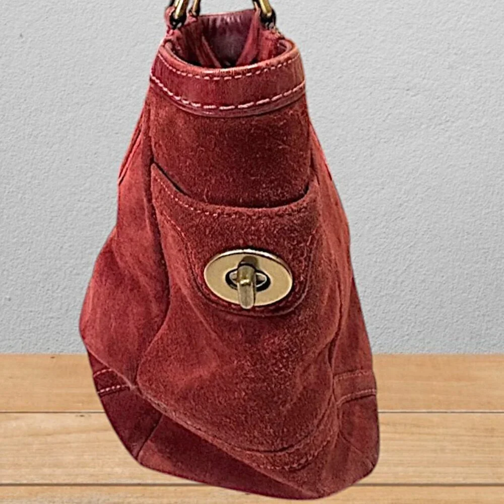 Coach 8B03 Burgundy Suede Hampton Bordeaux Tote - Picture 8 of 15